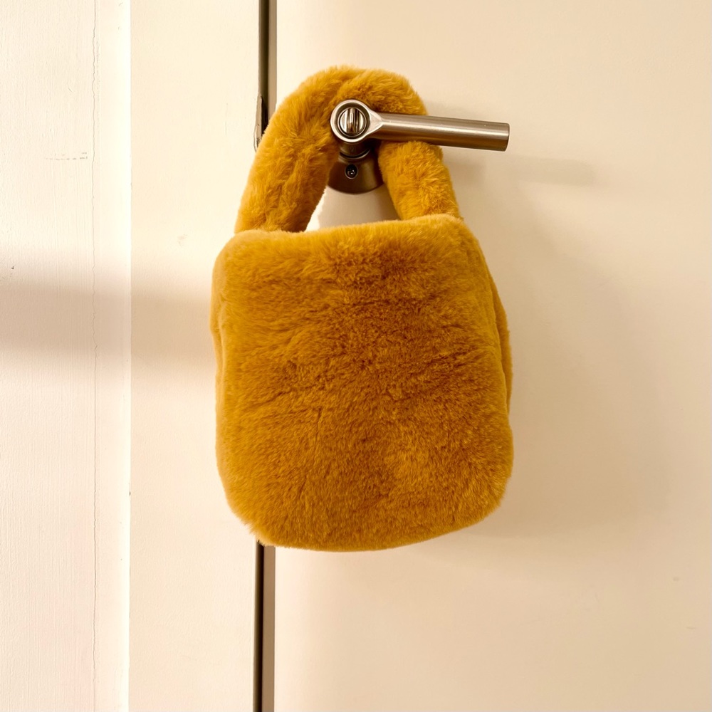 Faux fur mini bag - yellow